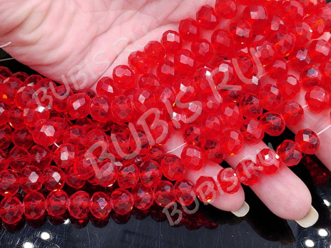 Бусина кристалл Абакус гранёный 10*10*7,5мм св.красный прозрачный (имитация Сваровски)