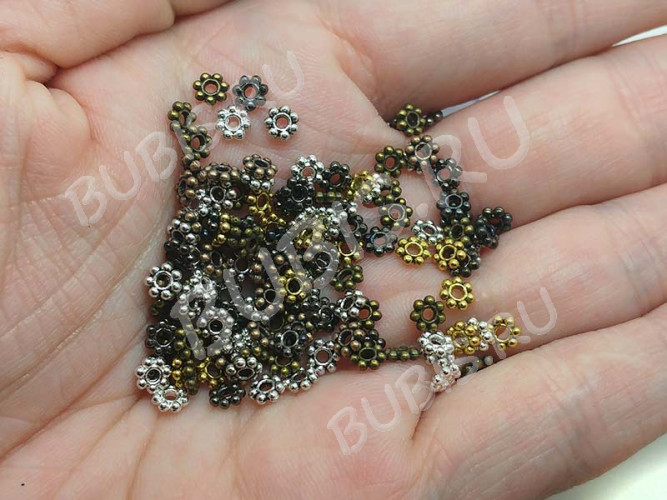 (СКИДКИ!!!) Рондели 063 Дейзи 4*4*1,3мм МИКС цветов (литьё) (50шт.)