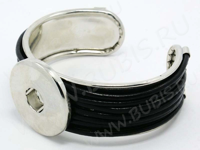 Основа (заготовка) для сменных кнопок 18 Браслет Метал и Кожа на одну БОЛЬШУЮ кнопку (Brass)