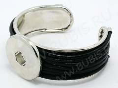 Основа (заготовка) для сменных кнопок 18 Браслет Метал и Кожа на одну БОЛЬШУЮ кнопку (Brass)