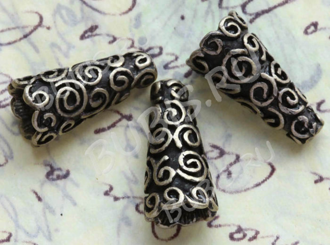 (ОПТ) 134 Шапочка-конус Завитки 18*9*9мм античная бронза (литьё) (100шт)