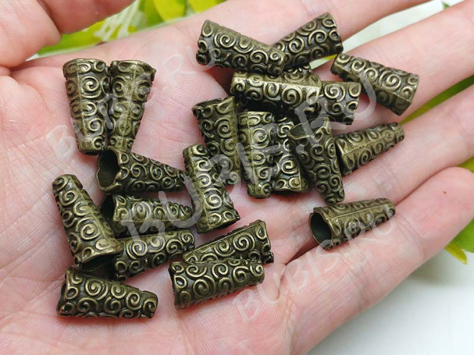 (ОПТ) 134 Шапочка-конус Завитки 18*9*9мм античная бронза (литьё) (100шт)