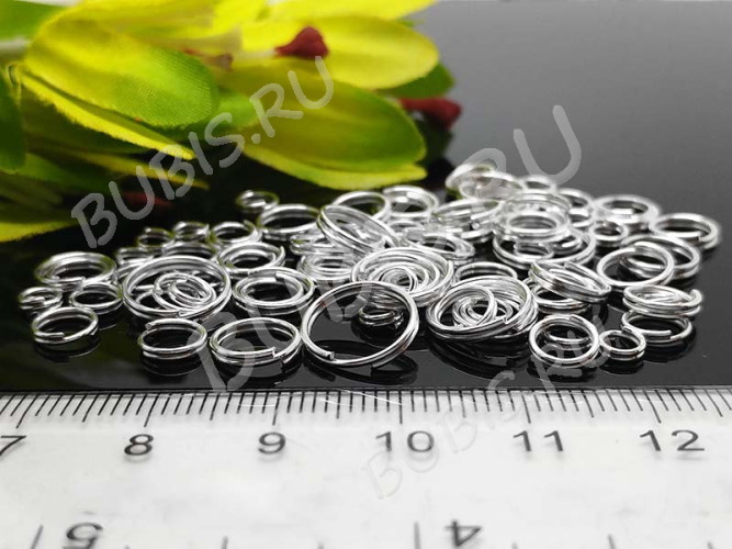 (СКИДКИ!!!) МИКС колечек 07 ТОЛЬКО двойные микс 4-10мм серебристые (Iron) (25гр)