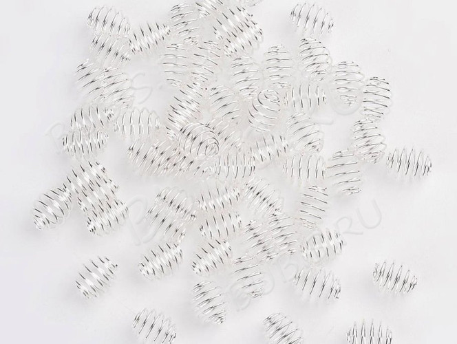 Бусина Пружинка-шарик металлический 15мм серебристый (Iron)