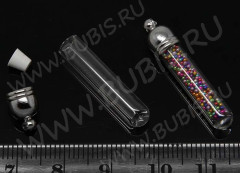 Бутылочка 09 фигурная с пробкой и колпачком 0,25мл 25*5*5мм прозрачная (стекло)