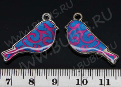Подвеска Птичка 22 двусторонняя с картинкой 28*14*3мм цвет 04 (цветные подвески)