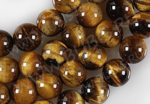 (ОПТ) Бусина округлая 8мм Тигровый глаз натуральный (камни) (НИТЬ)