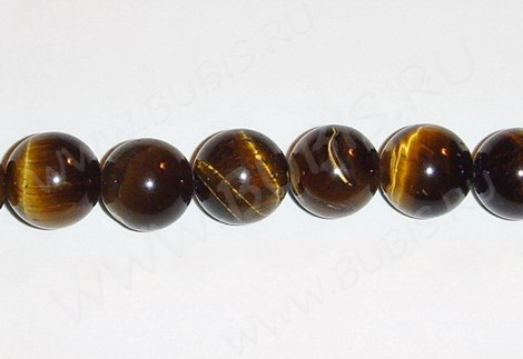 (ОПТ) Бусина округлая 8мм Тигровый глаз натуральный (камни) (НИТЬ)