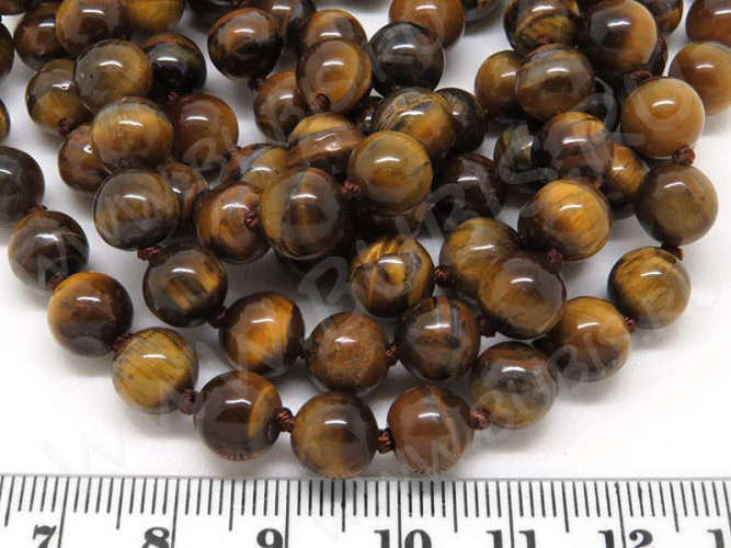 (ОПТ) Бусина округлая 8мм Тигровый глаз натуральный (камни) (НИТЬ)