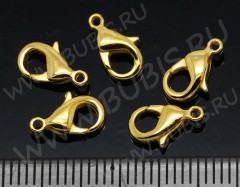 Замочек карабин №011 из латуни малый 9,5*5,5*2,5мм золотистый, без никеля (Brass)