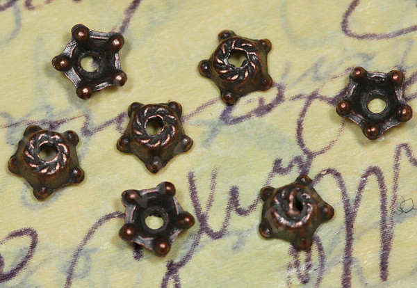 (СКИДКИ!!!) 074 Шапочки Цветочки 5*5*3мм античная медь (литьё) (50шт.)