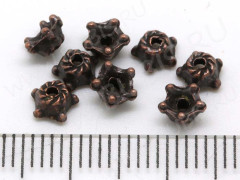 (СКИДКИ!!!) 074 Шапочки Цветочки 5*5*3мм античная медь (литьё) (50шт.)