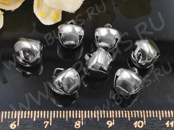 (СКИДКИ!!!) Подвеска Бубенчик 03 3D 9,8*9,8мм цвет платины (Iron) (50шт)