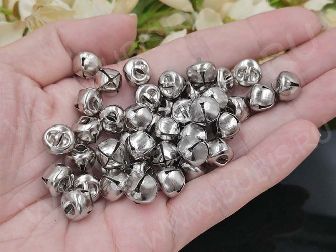 (СКИДКИ!!!) Подвеска Бубенчик 03 3D 9,8*9,8мм цвет платины (Iron) (50шт)