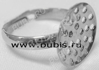 Основа (заготовка) для кольца 012 17мм с ситечком 13,5мм цвет платины (Brass)
