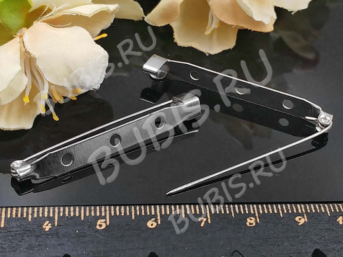 Основа (заготовка) для броши №105 Булавка 3 отверстия 45*7*5мм цвет платины (Iron)