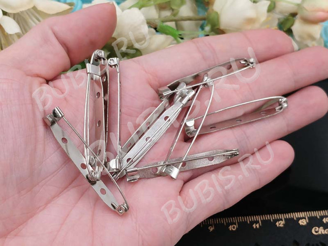 Основа (заготовка) для броши №105 Булавка 3 отверстия 45*7*5мм цвет платины (Iron)