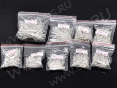 (ОПТ) Комплект штифтов 01 со шляпкой 16-40*0,7мм серебристых (Iron) (900шт.)