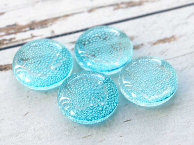 Кабошон Фьюзинг 571 Круглый 13-21мм Голубой текстура пузыри объемные
