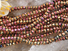 (СКИДКИ!!!) Бусина кристалл гранёный абакус 3*3*2мм розовато-золотистый бензин непрозрачный (имитация Сваровски) (НИТЬ)