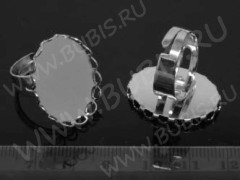 Основа (заготовка) для кольца 078 17мм с сеттингом 25*18мм цвет платины (Brass)
