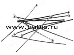 Штифт с ШАРИКОМ 30*0,6мм чёрный никель (Brass) (10шт.)