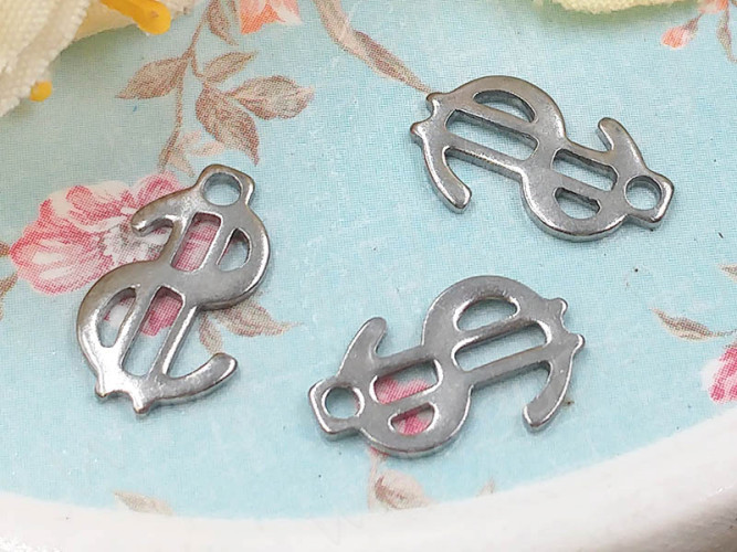 Подвеска Доллар Бакс 11,5*7*0,8мм цвет платины (Хирургическая сталь)