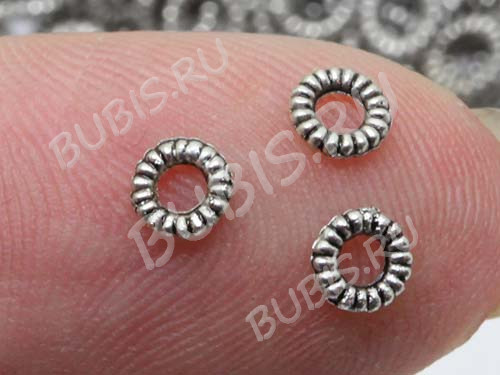 (СКИДКИ!!!) Рондели 050 колечки колёсики 4,1*4,1*1мм античное серебро (литьё) (50шт.)