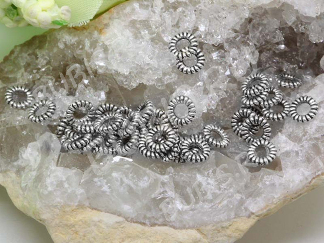 (СКИДКИ!!!) Рондели 050 колечки колёсики 4,1*4,1*1мм античное серебро (литьё) (50шт.)