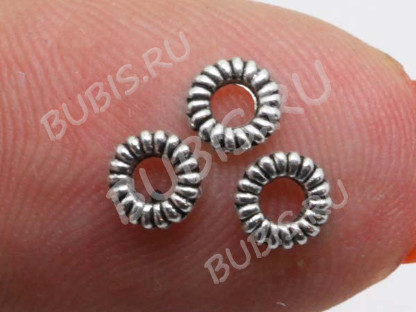 (СКИДКИ!!!) Рондели 050 колечки колёсики 4,1*4,1*1мм античное серебро (литьё) (50шт.)
