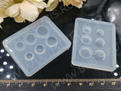 Молд 152 для эпоксидной смолы 50*40*4,5мм Кабошоны Круги и Гранёные круглые кристаллы (силикон)