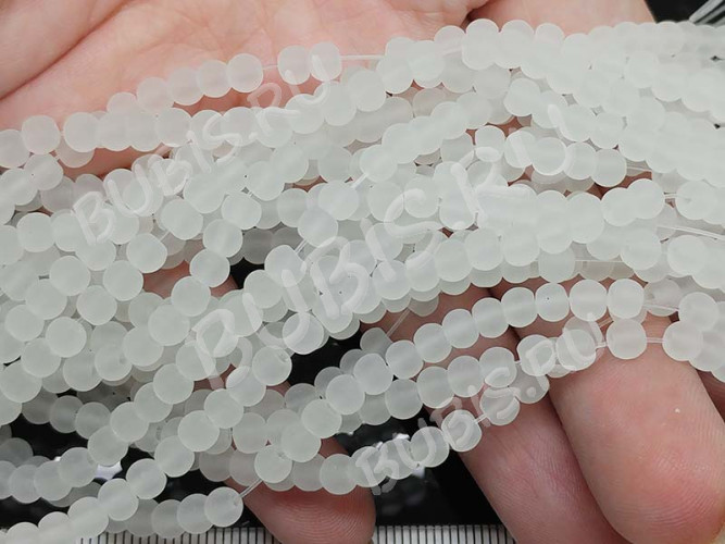 (СКИДКИ!!!) Бусина округлая матовая 4мм белая полупрозрачная (стекло) (50шт.)