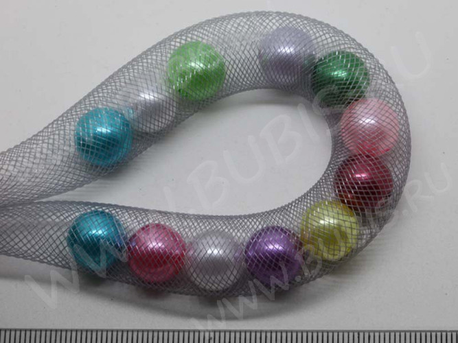 Нейлоновая ювелирная сетка 16мм серая (шнуры) (1м)