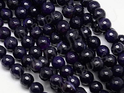 (ОПТ) Бусина округлая ГРАНЁНАЯ 10мм Агат тёмно-фиолетово-сиреневый (камни) (НИТЬ)
