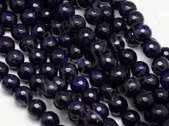 (ОПТ) Бусина округлая ГРАНЁНАЯ 10мм Агат тёмно-фиолетово-сиреневый (камни) (НИТЬ)