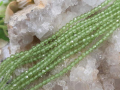 (ОПТ) Бусина округлая ГРАНЁНАЯ "каменный бисер" 3мм Хризолит натуральный (камни LUX) (НИТЬ)