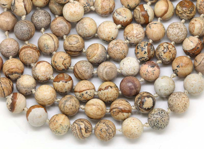 (ОПТ) Бусина округлая 4мм Яшма Пейзажная (камни) (НИТЬ)