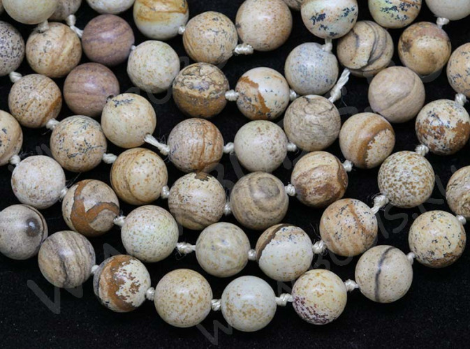 (ОПТ) Бусина округлая 4мм Яшма Пейзажная (камни) (НИТЬ)