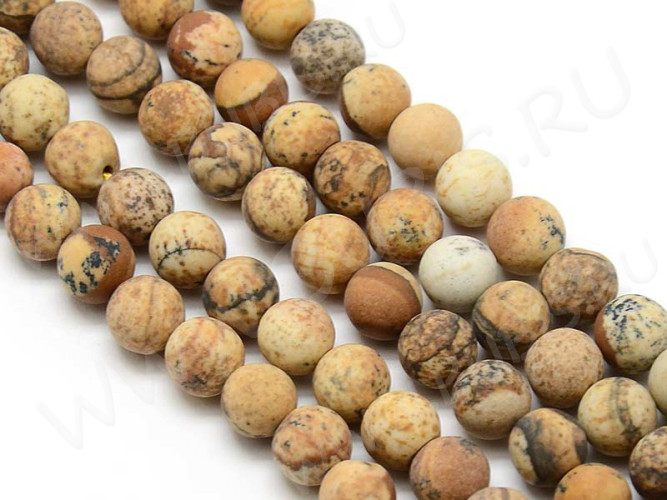 (ОПТ) Бусина округлая 4мм Яшма Пейзажная (камни) (НИТЬ)