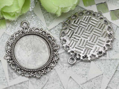 Подвеска-сеттинг Круг 04 (сеттинг 20мм) 33,5*30,5*1,8мм античное серебро (литьё)
