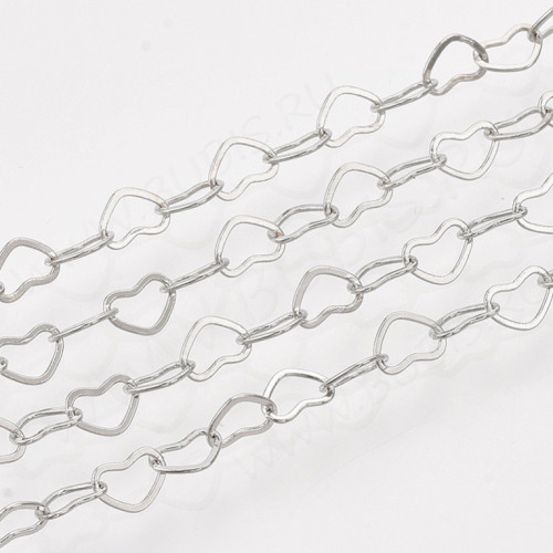 Цепочка C39 Сердечки звено 5*3мм цвет платины (Brass)(50см)