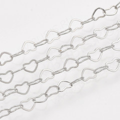 Цепочка C39 Сердечки звено 5*3мм цвет платины (Brass)(50см)