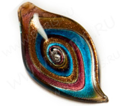 Кулон Капля 10 48*30*9мм лилово-т.голубая (венецианское стекло)