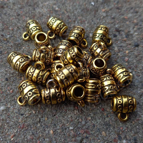 Бусина с петлёй 064 Бейл с кружочками 10*9*7,5мм античное золото (литьё)