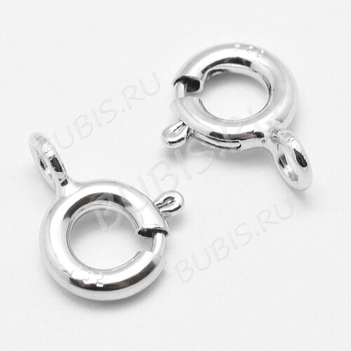 Замочек карабин №109 кольцо круглый серебро 925 9*7*1,8мм цвет платины (Sterling Silver)