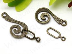 119 Тоггл-крючок Завиток 26*13*1,5мм античная бронза (литьё)