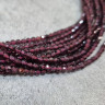 Купить Бусина округлая ГРАНЁНАЯ "каменный бисер" 3мм Гранат (камни LUX) (НИТЬ) с доставкой по России