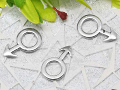 Подвеска &quot;Он&quot; 01 двусторонняя 22,5*13*1,5мм античное серебро (литьё)