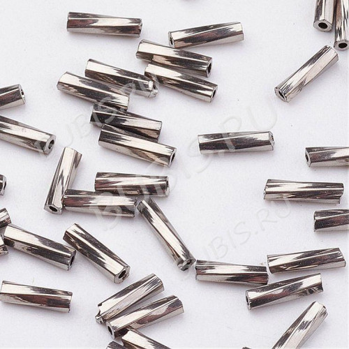 Бусина стеклянная Трубочка 12*2мм бисер стеклярус витой серый (стекло) (ок.130шт)