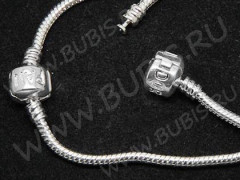 Основа (заготовка) для браслета №42 с замком Пандора 20*0,3см серебристая (Brass) (Pandora Style)